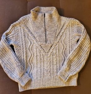 Soft 1/4 zip marbled gray/off white sweater